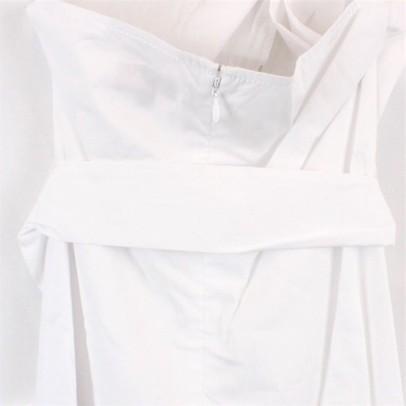 STAUD Kai Halterneck Cotton Blend Dress in White - FCM80 - Picture 12 of 14